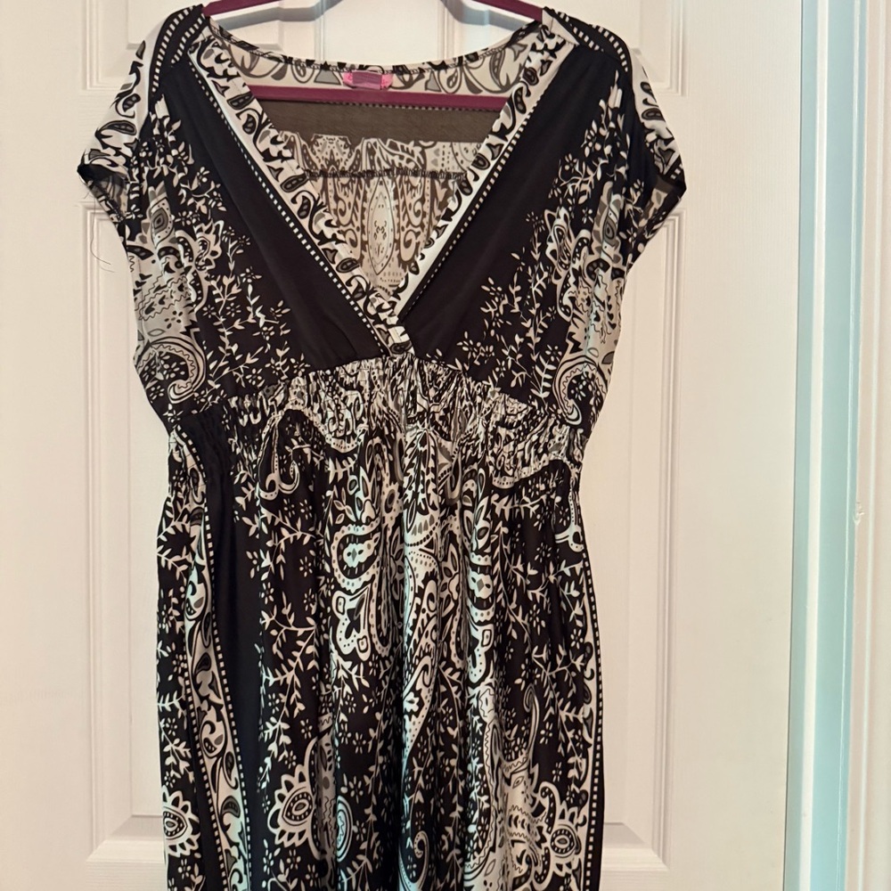 Dark brown and white paisley midi dress - Picture 2 of 6